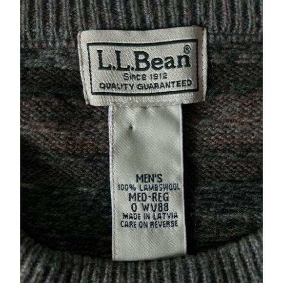 Vintage L.L.Bean Men’s Medium Regular 100% Latvia Lambs Wool Fair Aisle Sweater - Picture 6 of 6